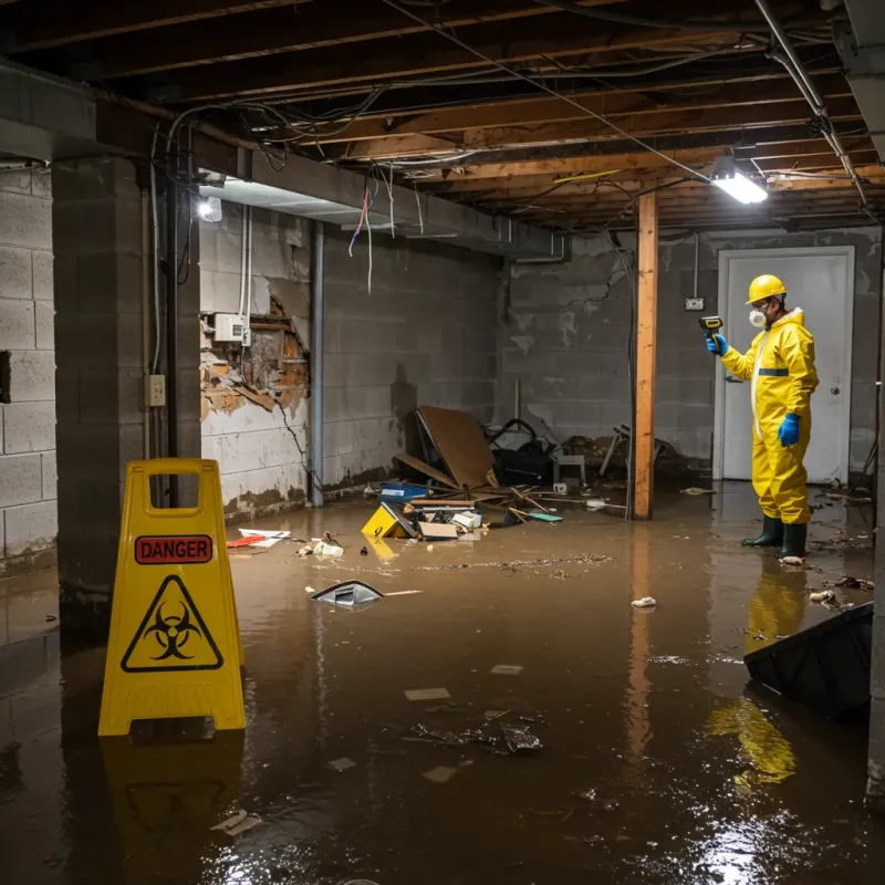 Flooded Basement Electrical Hazard in La Grange, NC Property